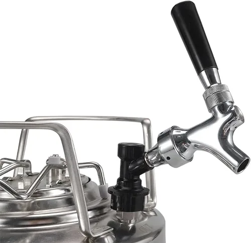 Vista 5 de Grifo de barril de CO2, cargador de barril de cerveza con bloqueo de bola, desconexión de líquido, mini regulador de CO2 con bloqueo de bola