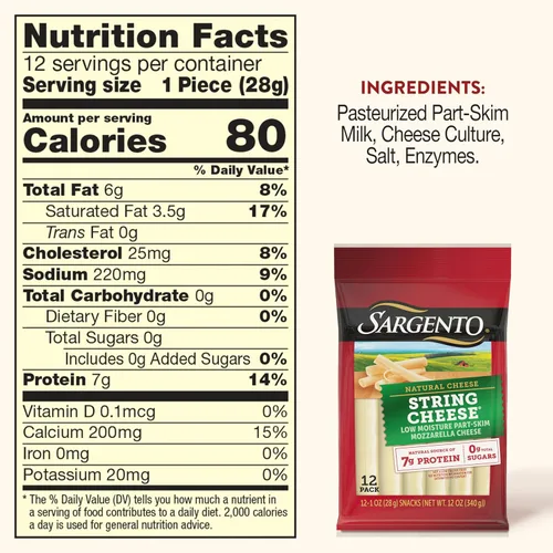 Vista 2 de Sargento Natural String Cheese Snacks, 12