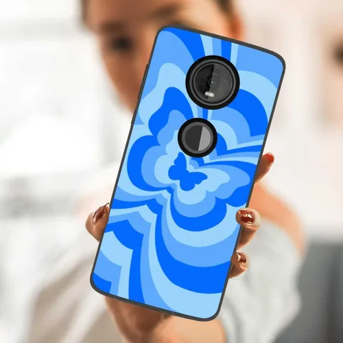 Vista 2 de Funda de teléfono para Motorola Moto Z4, diseño de mariposa azul con remolino inclinado, café, latte, San Valentín, bloque de color, lindo patrón, a