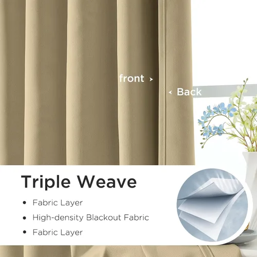 Vista 6 de CUCRAF Cortinas opacas de 45 pulgadas de largo, juego de 2 paneles para dormitorio, bolsillo para cortinero, cortinas de oscurecimiento