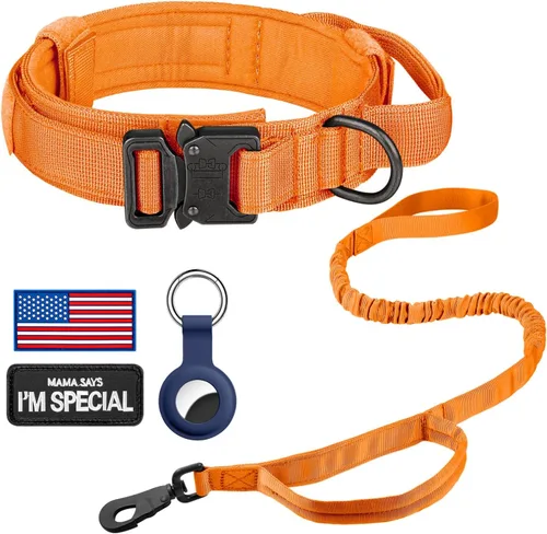 Vista 8 de DAGANXI - Collar táctico para perro, collar ajustable de nailon para adiestramiento con asa de control y hebilla, para perros medianos y grandes