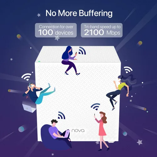 Vista 3 de Tenda Nova Mesh WiFi System MW12 - Cubre hasta 4000 pies cuadrados - Sistema de malla WiFi AC2100 de tres bandas para todo el hogar - Enrutador