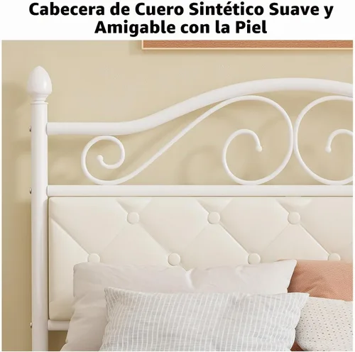Vista 4 de Elephance Base de cama individual con cabecero tapizado, plataforma de metal con espacio de almacenamiento de 11.2 pulgadas, con botón capitoné,