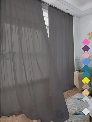 Vista 18 de L&TEC Cortinas traslúcidas para la ventana de color beige, 2 paneles de 48x45 pulgadas, con bolsillo básico para la barra de la cortina