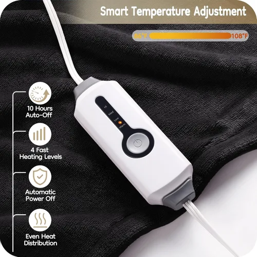 Vista 4 de LaffyLo Manta Eléctrica con Calefacción Tamaño Twin 62×84, Franela Transpirable y Lujosa, Regalo Suave y Cálido con Protección contra