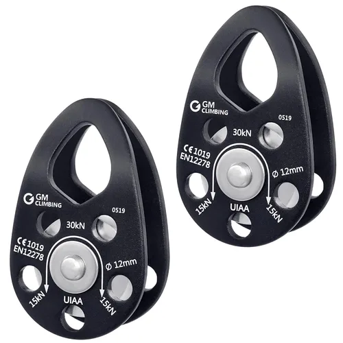 Vista 15 de GM CLIMBING Kit de polea de tendido de enganche para sistema de escalada de cuerda doblada, unidad básica de transporte general, buje de polea