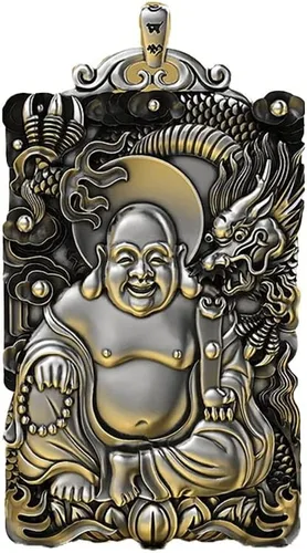 Vista 5 de Solid Thickening Maitreya Buddha Pendant Necklace Smiling Buddha Tag Trend Domineering Men's Accessories