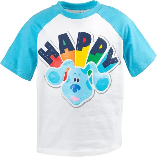 Vista 2 de Blue's Clues & You! Conjunto de camiseta y pantalones cortos de malla con gráfico raglán