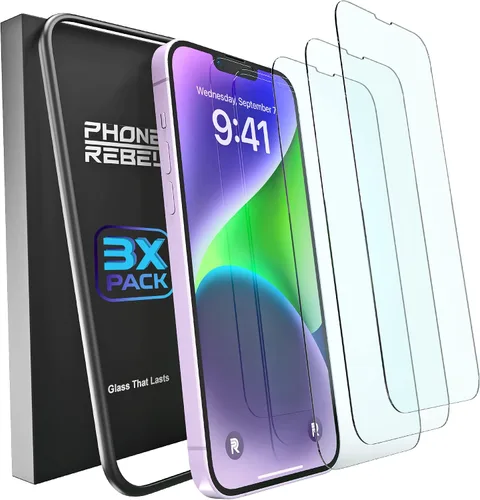 Vista 8 de REBEL Paquete de 3 protectores de pantalla para iPhone 12 Pro Max [6.7 pulgadas] Ultra resistente a las roturas de 0.016 in, arañazos, vidrio