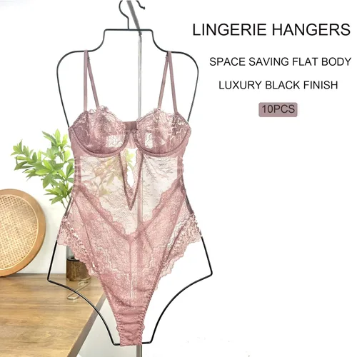 Vista 8 de Colgador de bikini de cuerpo completo con forma de metal y alambre para traje de baño, perchas para exhibición, paquete de 10 unidades (negro)