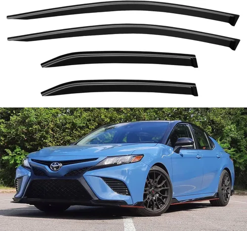 Vista 60 de YQAUTEC - Viseras para ventana, protectores contra la lluvia, compatibles con Subaru WRX 2015-2021, deflectores de viento para ventanas, viseras