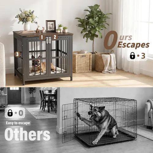 Vista 5 de Muebles de jaula para perros resistentes, jaula decorativa para perros negro (Aged Black)