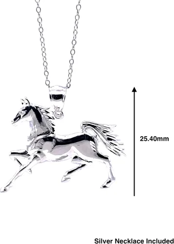Vista 3 de Charm America - Silver Galloping Horse Pendant Necklace - 925 Sterling Silver - Animal Pendant - Silver Adjustable Necklace 16” - 18