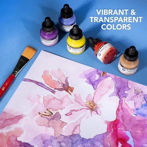 Vista 4 de Daler-Rowney Aquafine - Tinta de acuarela azul Phthalo de 1.0 fl oz, tinta líquida versátil para acuarelas para artistas y estudiantes, uso