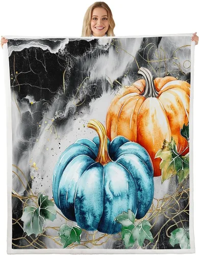 Vista 19 de Manta de temporada de otoño para niños y niñas, bonito forro polar de conejo de dibujos animados, regalos de feliz día de Acción de Gracias