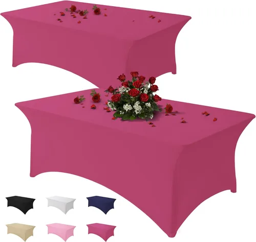 Vista 21 de Famstar Paño de Mesa Negro de 4 Pies de Elastano, Paño de Mesa Ajustado para Mesas Rectangulares, Fundas Elásticas Lavables Sin Arrugas