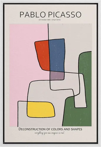 Vista 31 de SIGNLEADER Lienzo enmarcado para pared, arte semicírculo de mediados de siglo, formas geométricas, ilustraciones, arte moderno, contemporáneo