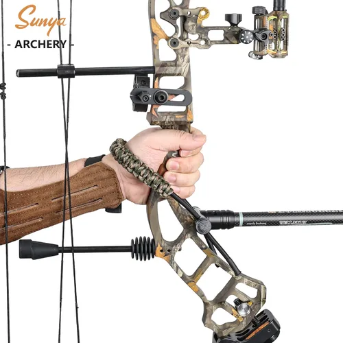 Vista 3 de SUNYA Archery Bow Wrist Sling, 550 Paracord Strap with Stretch Lanyard. Fit Compound Bow Stabilizers Montaje de aluminio-Camo