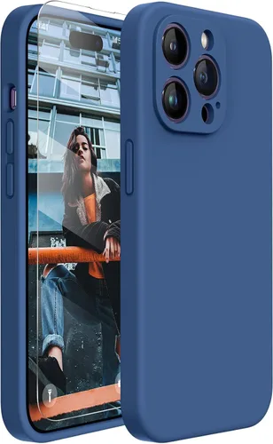 Vista 13 de Miracase Funda diseñada para iPhone 13 Pro Max con protector de pantalla, [forro de microfibra suave antiarañazos], funda protectora de silicona