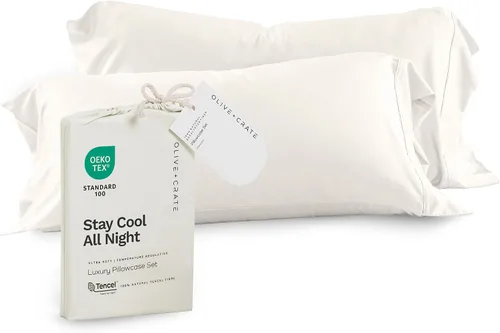 Vista 10 de Olive + Crate Tencel - Fundas de almohada de eucalipto, 100% Tencel Lyocell fundas de almohada refrescantes para personas que duermen con calor