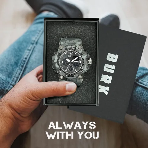 Vista 3 de BURK 1742 Men's Watches Multifunction Watch Men Sports Wristwatches Military Shockproof Fashion Digital Waterproof