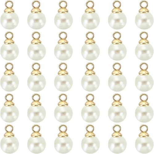 Vista 27 de PATIKIL Abalorio de perlas, 100 cuentas de perlas de imitación de perlas colgantes para bricolaje para hacer joyas, pulseras, aretes, collares Beige