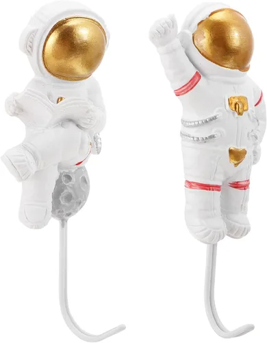 Vista 9 de 2 ganchos de pared de astronauta, resistentes para montar en la pared, ganchos adhesivos para bata, toallas, llaves, perchero, perchero