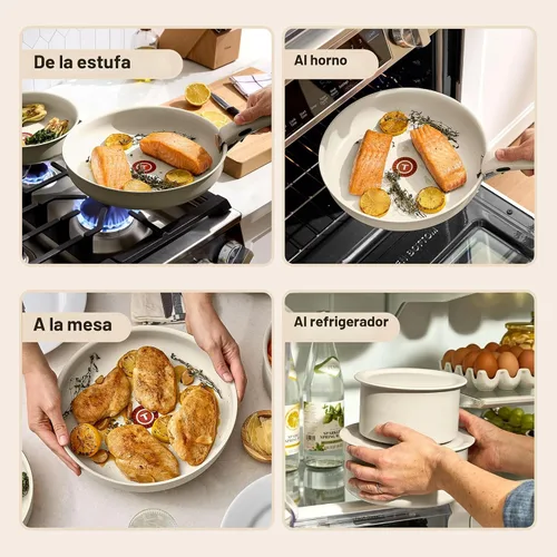 Vista 4 de T-fal Ingenio Essentials - Juego de utensilios de cocina con mango desmontable/extraíble de 11 piezas, granito titanio antiadherente, apto para Beige