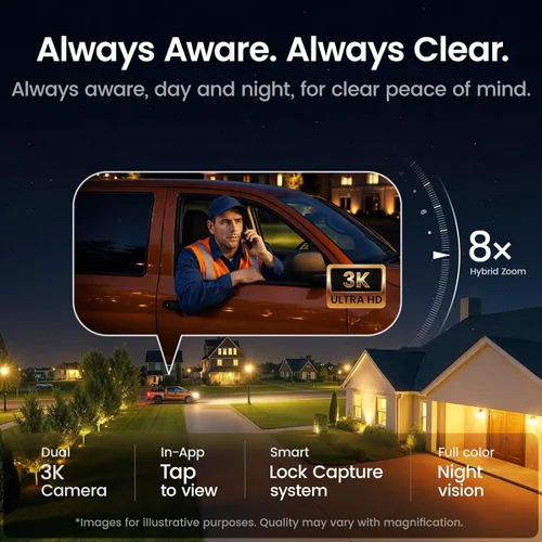 Vista 6 de aosu Cámara de seguridad para exteriores T2 Pro 3K Dual Cam, alimentada por
