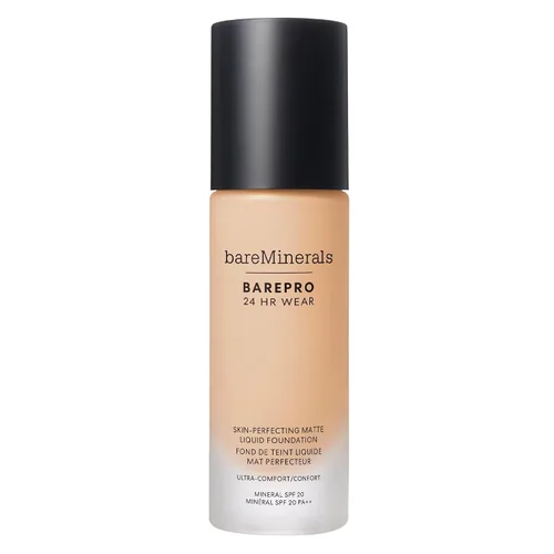 Vista 9 de bareMinerals BarePro 24HR Wear Matte Liquid Foundation Mineral SPF 20, Base de maquillaje de cobertura completa para piel madura, libre de aceite