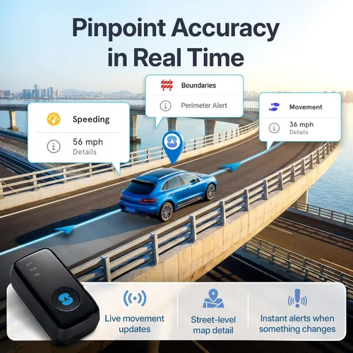 Vista 3 de Spy Tec Atlas GPS Tracker para vehículos y niños Batería de hasta 14 días de duración Geofencing, Mini GPS portátil en tiempo real con soporte