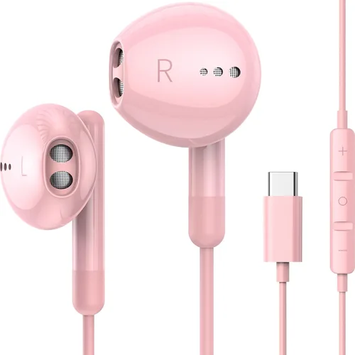 Vista 10 de Auriculares USB C para iPhone 17 16 15 Pro Max Plus iPad Pro USB C Auriculares con micrófono Control de volumen USBC auriculares con cable USB tipo