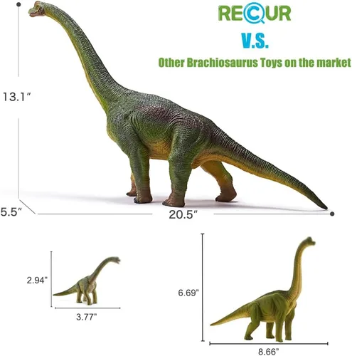Vista 4 de RECUR Juguetes gigantes de Brachiosaurus de 20.5 juguetes jurásicos, figura de dinosaurio segura, sin olor, pintadas a mano para niños, diseño