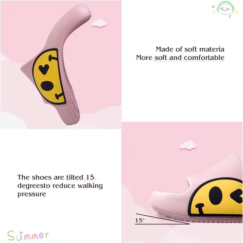 Vista 5 de Pantuflas para hombre, mujer, niñas y niños, de etilvinilacetato, antideslizantes, para interiores y exteriores, pantuflas con caras sonrientes