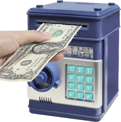 Vista 14 de HUSAN Alcancía para niños, código electrónico de contraseña, banco de dinero, cajero automático, caja de monedas para niños y niñas (negro)