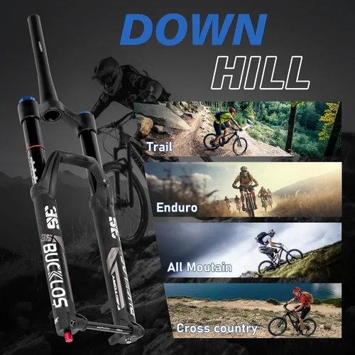 Vista 7 de BUCKLOS Horquilla de suspensión neumática MTB 27.5 29 4.331 * 0.591 in Boost AM E-Bike cónica, viaje 6.299 in 1.417 in tubo interior a través