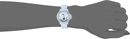 Vista 2 de Disney Reloj de pulsera de cuarzo analógico con brillo esmaltado para adultos, Blanco