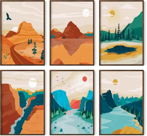 Vista 50 de HAUS AND HUES Pósteres vintage del parque nacional, juego de 6 impresiones artísticas de parques nacionales, arte de pared de naturaleza y juego