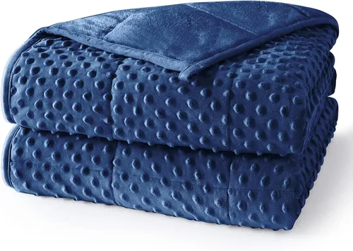 Vista 8 de Manta con peso para adultos, tamaño individual de 15 libras, suave y refrescante con lunares minky, manta transpirable para todas las estaciones