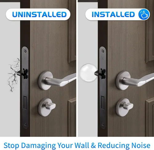 Vista 3 de 12 topes de puerta protectores de pared, protector de pared reutilizable para pomo de puerta, topes de puerta para pared con adhesivo