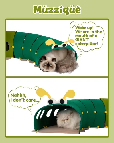 Vista 5 de Túnel de fieltro para gatos, cama de túnel de conejo grande conectable