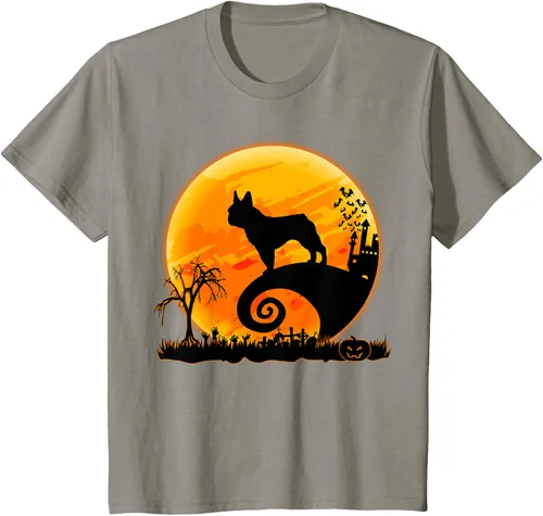 Vista 28 de Camiseta divertida de disfraz de Halloween para perro y luna de Bulldog francés, Negro, S