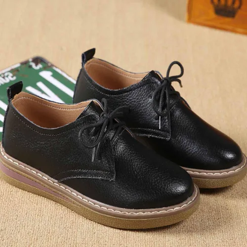 Vista 3 de Zapatos Oxford con cordones para mujer, zapatos para caminar con punta de ala, zapatos casuales de cuero genuino y comodidad