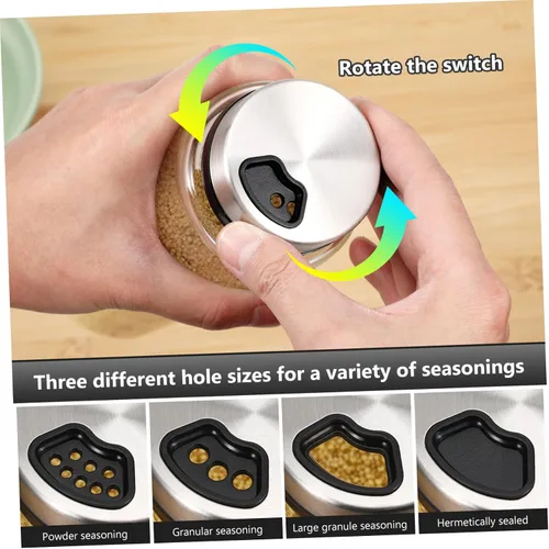 Vista 3 de Agitadores de acero inoxidable, tarros de condimentos de doble uso, fáciles de usar y limpiar para cocina y barbacoa (16.9 fl oz)
