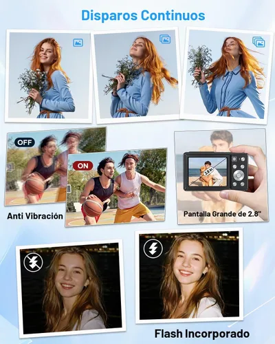 Vista 9 de Cámara digital 4K con lente Selfie Cámara compacta de 64MP con tarjeta de Negro