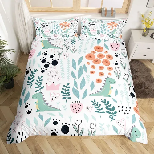 Vista 39 de Erosebridal Juego de ropa de cama individual de animales de la selva para niñas y niños, funda de edredón de elefante oso, tigre, león, safari