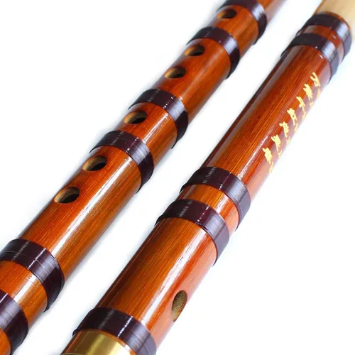 Vista 5 de Flauta de bambú de estilo vintage Instrumento chino Dizi tradicional (clave E)