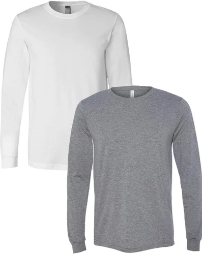 Vista 79 de Canvas Filmore 3501 - Camiseta de 4.2 onzas para hombre manga larga (1) Ceniza + (1) Jaspeado atlético