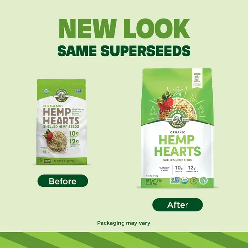 Vista 3 de Manitoba Harvest Hemp corazones de semillas de cáñamo 10 g Plant-Based Protein and 12 g Omegas 3 and 6 per 30 g Serving, Easy to Digest with 9
