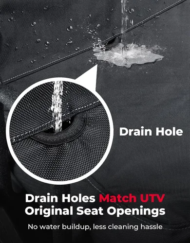 Vista 5 de KEMIMOTO Funda para Asiento de UTV con Orificios de Drenaje - Oxford 1680D Resistente al Agua y de Alta Capacidad Compatible con Hisun/Axis 500 700